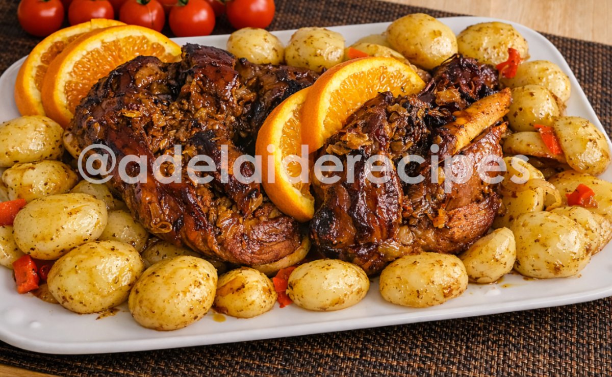 Baked Turkey Leg with Orange and Crispy Potatoes