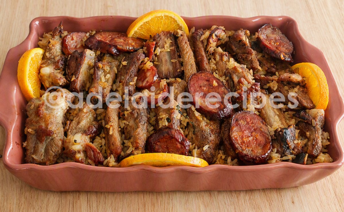 Spare ribs rice with chorizo in the oven | Portuguese Recipe